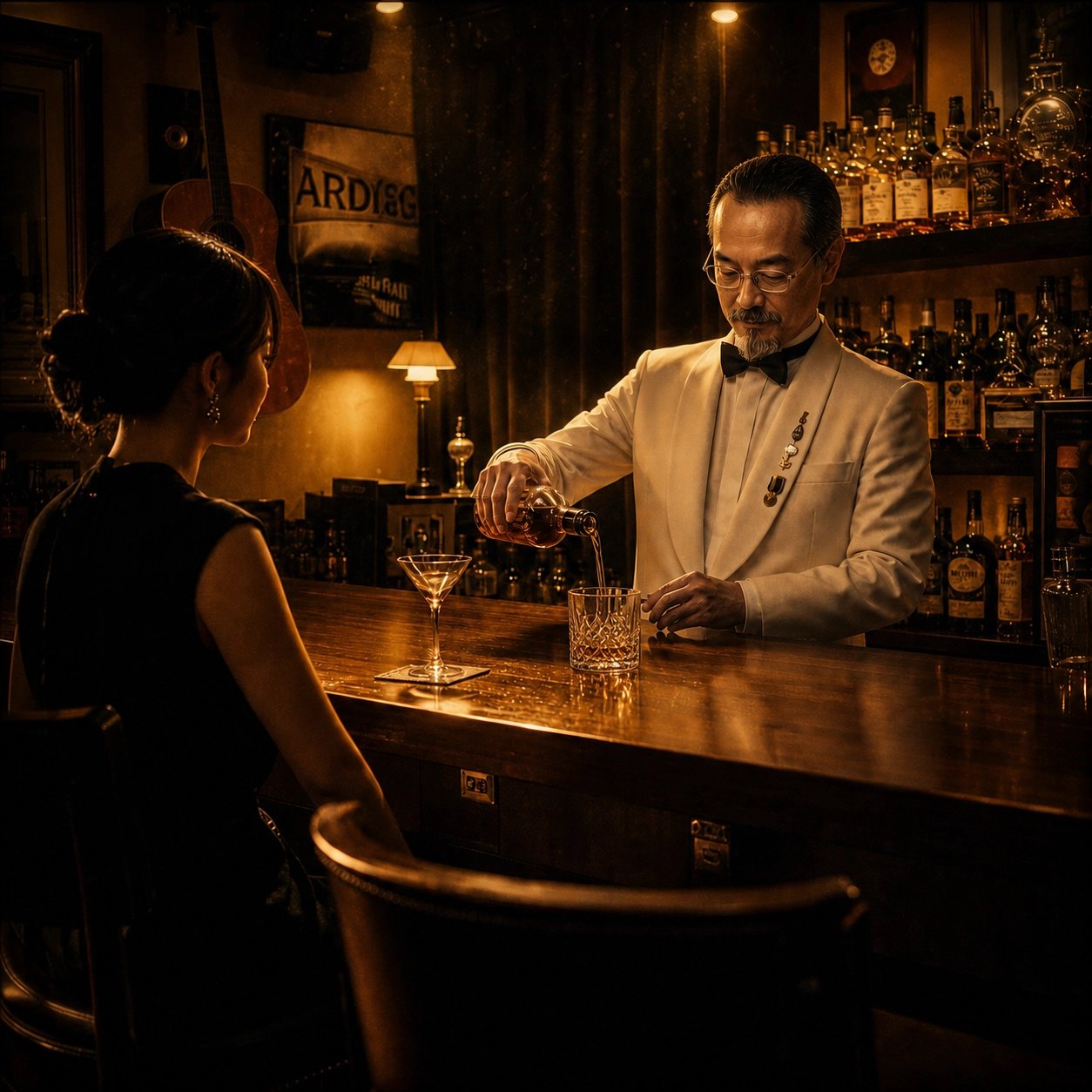 すすきの Authentic Bar STARS 2003 女性のお客様に一杯をご提供するバーテンダー。女性一人飲みも安心の本格オーセンティックバー